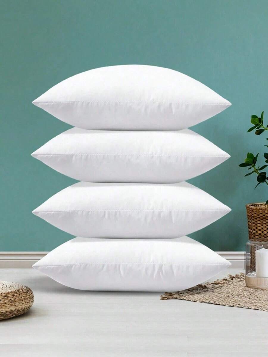 4pcs Throw Pillow Inserts, Halloween Decor ,Down Alternative Pillow Core,Soft Cushion Inner, White Decorative Pillow Inserts For Bedroom Living Room Sofa - 白色 - 查看 1