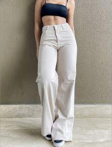 Women's High Waisted Butt Lifting Pantaloon Jeans - BEIGE - Ver 4