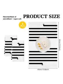 2 pièces Serviette de cuisine avec éléments animaliers, convient pour la maison, la cuisine, le restaurant, les décorations de fête. Motif amusant et mignon de silhouette de teckel