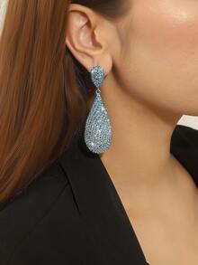 时尚迷人心形 CZ 水晶耳环耳钉婚礼派对毕业珠宝 1 对