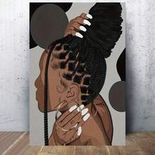 1pc African American Hair Braiding Wall Art Canvas Print - Empowering Beauty Salon Decor For Living Room, Bedroom, Or Beauty Studio - Modern Aesthetic Home Artwork - Nhiều màu - Xem 3