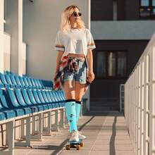 Junely Compression Socks For Women Knee High Socks For Running Athletic Nurses Work Support Travel Flight Sports-9579 - Đa sắc7 - Xem 3