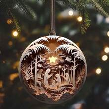 6 drewnianych, płaskich, wiszących ozdób do szopki – zawieszki z biblijnymi historiami, idealne do domu i na święta, idealny prezent urodzinowy i na imprezę świąteczną