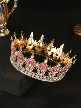 1 pieza Corona de novia de princesa de lujo con diamantes y cristales, tocado redondo brillante para mujeres, para cumpleaños, boda, fiesta, decoración elegante y exquisita para mujeres