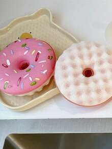 甜甜圈造型海绵洗碗刷，创意锅具清洁刷，可盛放洗洁精，厨房清洁刷，不粘锅，不锈钢锅刷，长柄钢丝球厨房清洁刷，洗碗刷，不掉毛 - 彩色 - 查看 2