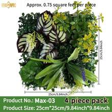 4pcs (3 Sq Ft Total) Premium Artificial Plant Art Decorative Wall Panels, With Realistic Agave, Fern, Palm Leaves And Flowers, Lifelike Leaf And Floral Textures - Indoor/Outdoor Grass, Home Wall Decor, UV-Resistant Durable Plastic, Maintenance-Free Fake Plants, Suitable For Home, Office, Commercial Year-Round Decoration, Outdoor Artificial Greenery And Flowers
