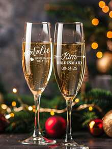 Customized Wedding Wine Glass Crystal Label Stickers, Personalized Champagne Flutes, Personalized Wedding Toast Glass, Carving Wedding Wine Glass, Champagne Glass Crystal Label Stickers, With Name And Design – Choose From Multiple Patterns, Colors & Styles – Perfect Wedding Gift