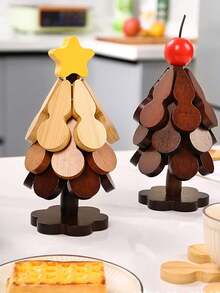 一棵树隔热垫防烫耐高温家用餐桌垫，高档圣诞树葫芦餐桌锅碗垫摆件，创意造型，既隔热又装饰，弹性收缩，使用灵活，收纳方便，可放置锅/杯/盘/碟，居家必备 - 彩色 - 查看 2