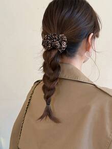 3条装女士复古法式豹纹发圈，时尚百搭高端优雅简约纯色发绳，适合日常外出、休闲、派对、通勤、度假、扎马尾、盘发、洗脸、化妆、搭配服装等场合，发圈发饰，头饰，弹性发带 - 彩色 - 查看 3