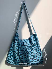 Large-Capacity Leopard Print Shoulder Bag - Stylish Women's Crossbody Bag & Casual Versatile Backpack | Lightweight Foldable Soft Fabric Bag With Zipper Closure | Perfect Valentine's Day/Halloween/Christmas Gift For Friends, Family & Loved Ones | Ideal For Work, School, Travel, Daily Use & Back-To-School