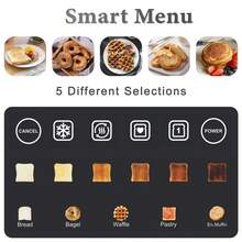 Revotra Long Slot Toaster 4 Slice, Touch Screen LED Display, 1.5" Extra Wide Slots For Thick Bread & Bagels, Countdown Timer, Memory Function, Dual Independent Control, 6 Shade Settings, Stainless Steel - View 4