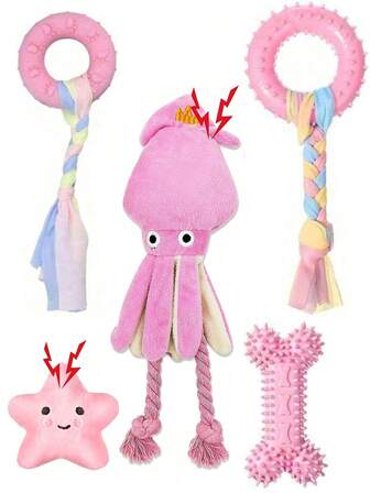 Dog Toys, Happy Puppy, Puppy Teething Toys, Puppy Feeding, Dog Supplies, Dog Accessories, Small Dog Chew Toys Puppy Toys Blue Dog Supplies With Soft Rubber Balls And Colorful Rope, Not Easy Break, Easy To Clean For Small Breeds Interactive Accessory,Easy To Clean, Keep Fresh And Hygienic, Perfect Gift For Pet Lovers