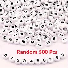 1 包 100/500 颗夜光亚克力透明圆珠，多种图案，适合 DIY 手链、项链、珠宝制作