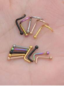 2 piezas Anillos y pendientes para la nariz de acero inoxidable, joyería de perforación de nariz con bola de 2MM para mujeres