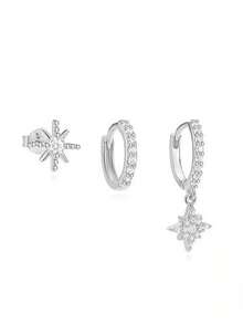 3/6pcs Set Fashionable 14K Gold Earrings Set Inlaid With Cubic Zirconia, Hypoallergenic Women Earrings Set Suitable For Stacking, Daily Matching, Holiday Jewelry Gift