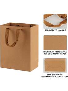 5 Peças Sacolas de Papel Kraft com Alças, Sacolas de Presente de Papel Pardo em Atacado, Sacolas de Varejo Médias para Pequenos Negócios, Sacolas de Compras, Sacolas de Presente para Festa de Aniversário, Sacolas para Mercadorias