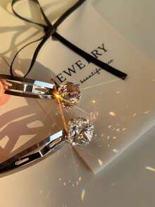 1pc Crystal Zirconia Crystal BB Clip, Hollow Hair Clip, Autumn/Winter Hair Accessory, Claw Clips, Hair Claws, Hair Slide, Hair Barrettes