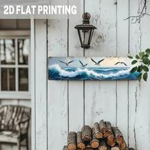 2D Flat - 1 Piece Style Seabird Flying Over Waves Metal Wall Hanging, 2D Flat Coastal Theme Decoration, Vintage Style Indoor/Outdoor Hanging Art, Suitable Beach Houses, Living Rooms, Bedrooms, Offices - 3.93x 15.74inch , No Electricity Required, Beach House Decoration |   Wave Design |   Durable Wall Art, Beach House Decor