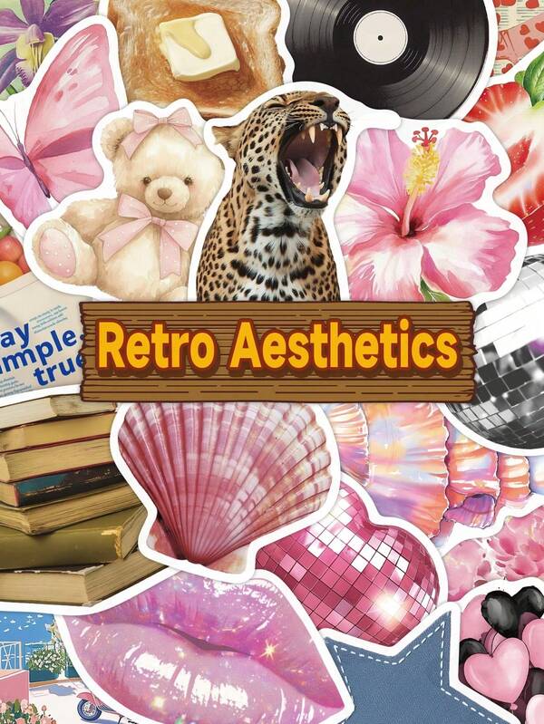 50 Piezas Pegatinas Estéticas Retro, Paquete de Pegatinas de Dibujos Animados Creativos, Regalo de Vuelta a Clases, Pegatinas Decorativas para Decoración DIY en Botellas de Agua, Cuadernos, Portátiles, Diarios y Cuentas a Mano.