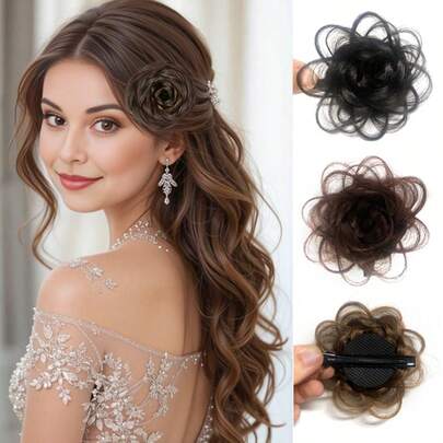 Braided Chignon Synthetic Hairpins Hair Pieces For Women Wavy Curly Hair Bun Scrunchies Extensions Natural Fake Hair Black Brown