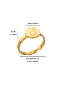 1pc Minimalist Arabic Letter Ring, Arabic Style, 18K Gold Plated Stainless Steel Adjustable Open Ring, Arabic Fashion Jewelry, Islamic Gift, Gold Ring, Women's Accessory - Yellow Gold - View 20