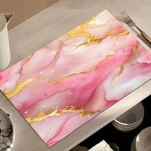 1pc Pink Marble Pattern Drip Mat, Fashionable & Elegant Creative Coffee Machine Mat, Diatomite Mat, Suitable For Espresso Machines And Coffee Bars, Decorative Dish Drying Mat