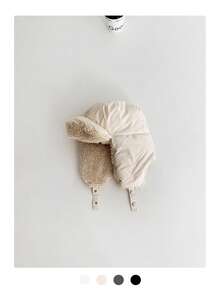 秋冬季灯芯绒加厚护耳帽，男女通用日式按扣软帽檐五件套乌沙卡帽，加厚防风防寒保暖乌沙卡帽，户外骑行滑雪帽，秋冬季小头围飞行员帽 - 彩色 - 查看 15