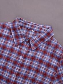 New Plus-Size Women's Casual Plaid Shirt | Elegant, Artistic & Unique Korean-Style Top For Young Women
