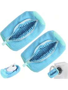 1/2pcs 360° Shoe Washing Machine Bag For All Shoe Types - Anti-Deformation, Machine Washable, Air-Drying, Protective Laundry Bag With Rich Fleece Inside, Perfect For Sneakers And Casual Shoes