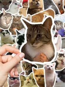 50 件搞笑猫咪贴纸，适用于手机壳、笔记本电脑、水瓶、笔记本、防水装饰贴纸 - 生日礼物、复活节礼物、圣诞节礼物、情人节礼物、完美礼物、礼物