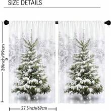 2pcs Christmas Pine Tree Digital Print Curtains, Soft Polyester Sheer Curtains, 27.5*39inch - Multicolor - View 8