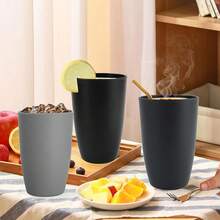 Wheat Straw Cups - 16 OZ Plastic Drinking Glasses Reusable, Large Drinking Cups, Lightweight Kitchen Cups Sets Of 6, Microwave & Dishwasher Tumbler (Multicolor) - 黑色,灰色 - 查看 8