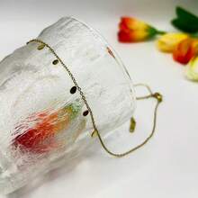 Minimalist Fashionable Gold Stainless Steel Tassel Round Pendant Necklace, Suitable For Women