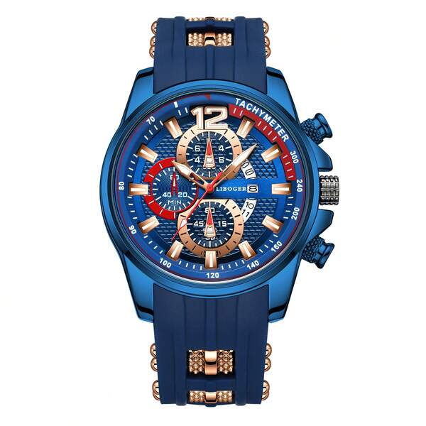 Automatik-Datum Business Herren Uhr, hochwertig mit großem Zifferblatt, Silikonarmband, Quarz Sportuhr, Geschenk für Herren, neu und heiß