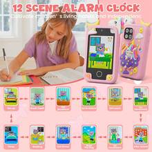 Juguetes de Navidad Teléfono inteligente para niños, regalos de cumpleaños y Navidad para niños de 3 a 10 años, juguetes educativos con teléfono celular, pantalla de 2.8", cámara dual, juegos, música, alarma, calculadora, incluye cordón para teléfono, tarjeta de memoria de alta capacidad y cable de carga.