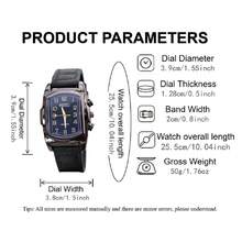 1pc Rectangular Stainless Steel Case PU Leather Strap Men's Wrist Watch, Business Casual Fashion High-End Luminous Pointer Quartz Watch, Suitable For Men And Women For Daily Or Business Occasions - Gift Recommendation