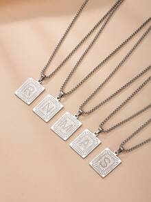 Stainless Steel Initial Letter Pendant Necklace, Durable Modern Single Letter Charm Gift, Elegant Design Suitable For Casual And Formal Occasions