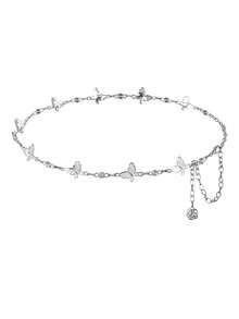 1pc Women's Metallic Silver Waist Chain, Fashionable Retro Bohemian Dress Decoration Belt Fall, Autumn, Halloween