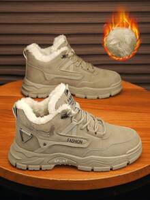 Męskie buty sportowe za kostkę, buty modne, buty robocze, buty robocze, trampki, buty podróżne, buty z okrągłym noskiem, sznurowane, z podszewką termiczną, metalowe oczka