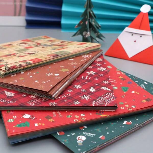 60 pezzi di carta origami a tema natalizio, carta quadrata per piegare, materiali fai-da-te