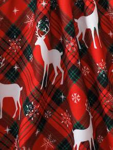 Purechapter 2 Peças Conjunto de Natal para Meninas Pré-Adolescentes, Vestido Estampado de Cervo Sem Mangas e Decote Nas Costas + Jaqueta de Veludo de Manga Longa, Adequado para Festa de Natal e Presente