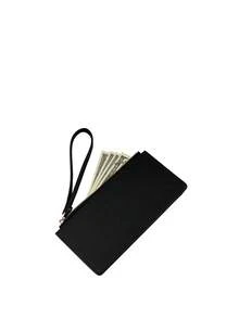 FOREVER FOR YOU Women's Large Capacity Card Holder Wallet Long Style Side Zipper Snap Closure Coin Purse Vintage Solid Color Summer Cross-Border New Arrival For Women Wallet Mini Wallet Purse Wallet Wristlet Wallet Card Wallet