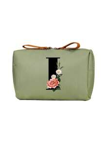 Geantă cosmetică elegantă cu monogramă, geantă de toaletă portabilă pentru femei, geantă de ruj, portofel pentru monede, geantă de depozitare pliabilă ușoară, geantă cosmetică, geantă de călătorie, geantă de depozitare portabilă, capacitate mare, cu mâner, multifuncțională, poliester durabil cu închidere cu fermoar, lavabilă la mașină, potrivită pentru naveta zilnică, călătorii de afaceri, vacanțe, poate fi oferită prietenilor, membrilor familiei ca un cadou grijuliu, cadouri de Crăciun, Halloween.