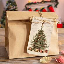 50 قطعة من علامات الهدايا الفاخرة للعيد المجيد مع حبل الكتان - ملصقات عطلة لتغليف الهدايا، أكياس الحلوى، ديكورات الحفلات - علامات هدايا معلقة، إكسسوارات عيد الميلاد، ديكورات عيد الميلاد، بيجامات عيد الميلاد، هدايا عيد الميلاد، ديكور عيد الميلاد