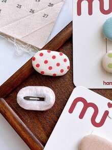 1pc Cute Versatile Small Polka Dot Bangs Clip, Oval Candy Color Side Hair Clip Accessory For Girls, Claw Clips, Hair Slide, Hair Barrettes