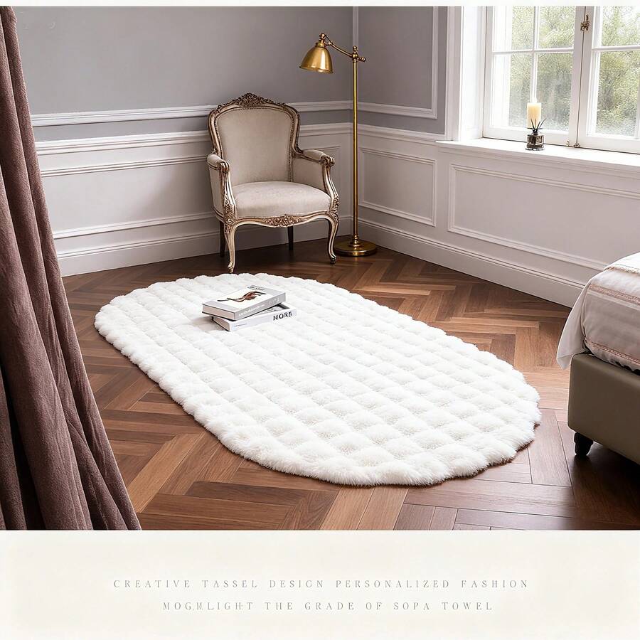 1pc Soft Plush Carpet, Anti-Slip Backing, Hand/Machine Washable, Suitable For Autumn/Winter, Rectangular Shape, For Living Room, Bedroom, Bedside, Sofa, Wedding, Christmas, Fireplace, Dining Table, Outdoor Patio, Luxurious Home Decor Kitchen Rug