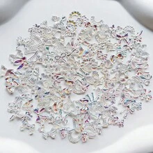 92/182 piezas Decoración de lazos holográficos de resina, aproximadamente 30 tipos de accesorios de lazos 3D transparentes de color AB, adecuados para manualidades DIY y decoración del hogar - Artesanía compleja