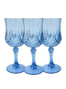 Wine Glasses Set Of 6 Vintage Embossed Reusable Wine Glasses, Heavy-Duty Champagne Cups, Juice Glasses Suitable For Parties & Weddings,Dishwasher (Plastic)