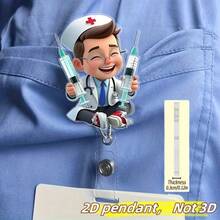 مشبك بطاقة هوية طبية مسطح 2D قطعة واحدة جميلة مع بكرة شارة قابلة للسحب وسلسلة قابلة للفصل - حامل بطاقة هوية ممرضة متين مع شخصية طبيب/ممرضة مبتسمة، حلقة سماعة طبية وعرض تأمين صحي - متوافق مع ملابس المستشفى والملابس الرسمية - مناسب للطلاب الطبيين والممرضات الممارسات - تصميم مسطح 2D مع آلية قابلة للسحب ومشبك بطاقة آمن - إكسسوار عصري وعملي