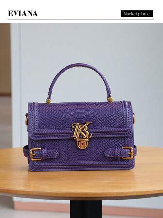 2025 Ny nischdesignad lyxig handväska för kvinnor, högkvalitativ läderbältesdesign med ormskinnsaxelrem, kompakt, mångsidig fyrkantig väska för pendlare